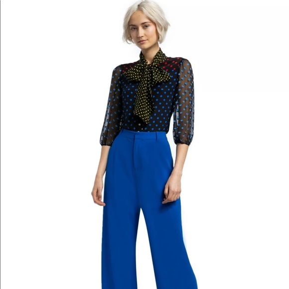 NWT-ALICA- OLIVIA Silk Jeannie Polka Dot Bow Collar - Picture 3 of 8